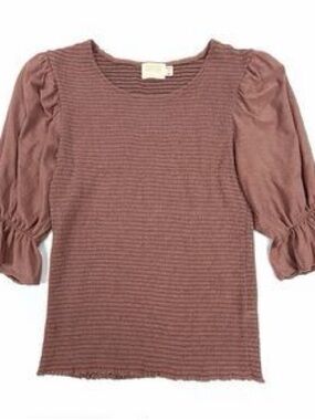Nation LTD Ribbed Puff-Sleeve Knit Top